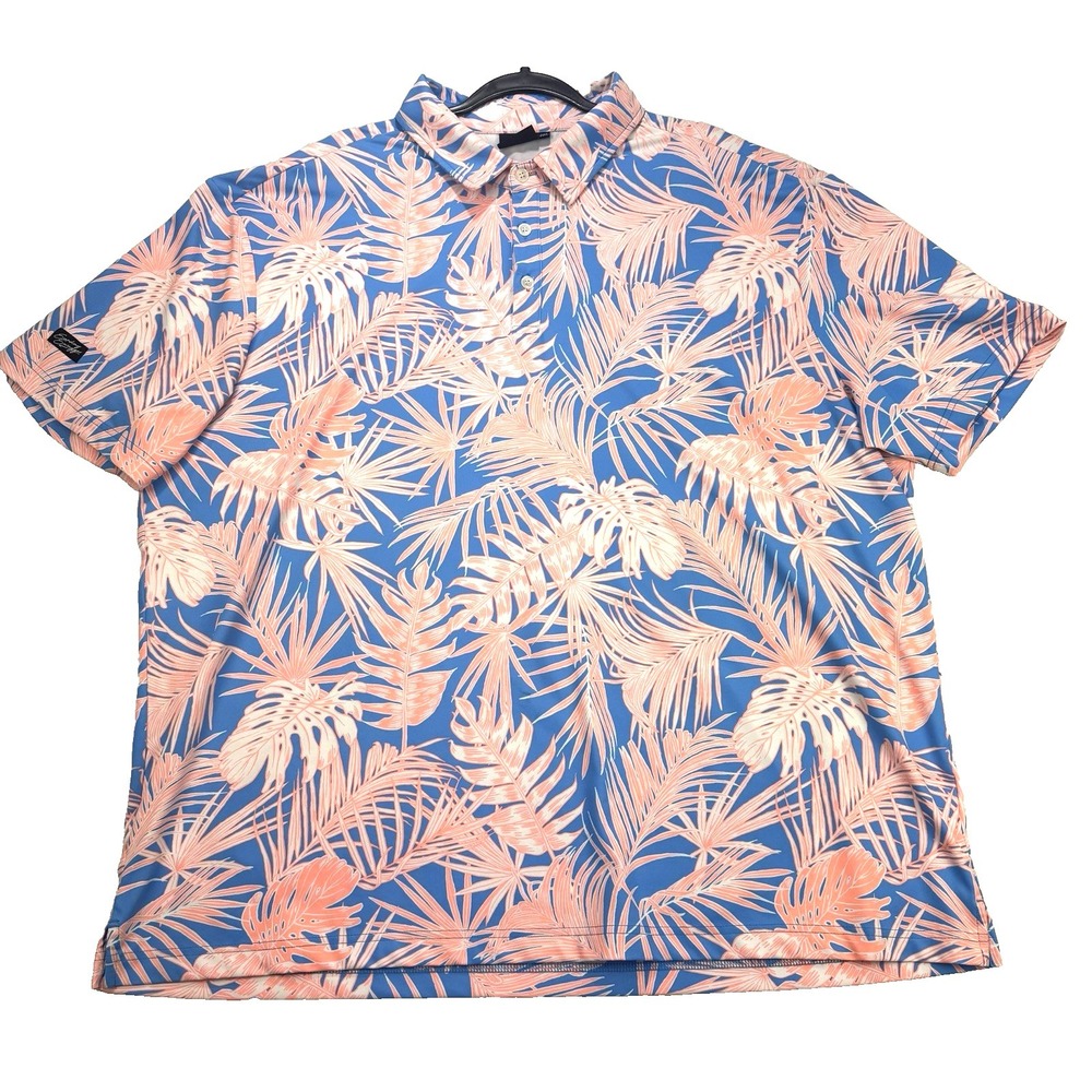 Sunday Swagger Golf Polo Shirt Mens 3XL Kaanapali Pink Blue Palm Floral Beach